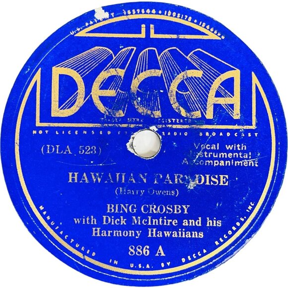Bing Crosby Hawaiian Paradise 10in 78 RPM Decca 886 - Picture 2 of 4